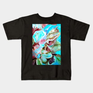 Aqua Tropical Abstract Contemporary Botanical Artwork Kids T-Shirt